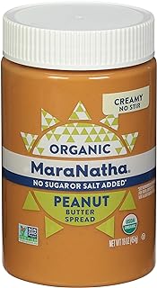 Maranatha Organic No-Stir Creamy Peanut Butter Spread, No Sugar or Salt Added, 16 Ounce