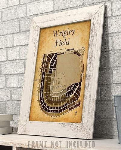 Miniatura 4 de Decoración de béisbol - Tabla de asientos de béisbol Wrigley Field of Chicago, decoración de pared de béisbol de 11 x 14 pulgadas, impresión