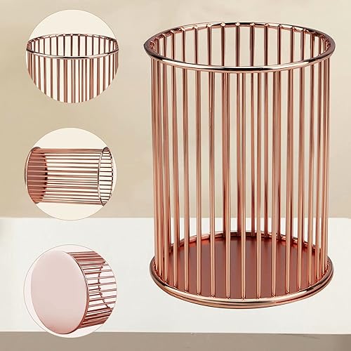 Miniatura 6 de Portalápices de alambre de metal, portavasos para escritorio, lindo organizador, brochas de maquillaje, soporte para tazas, 1 unidad, dorado, por