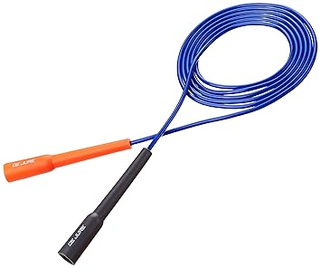 DE JURE FITNESS Adjustable Slim Shape Weight Loss Ball Pencil Speed Skipping Rope (275cm) (Grey Orange (Blue)) - image, photos