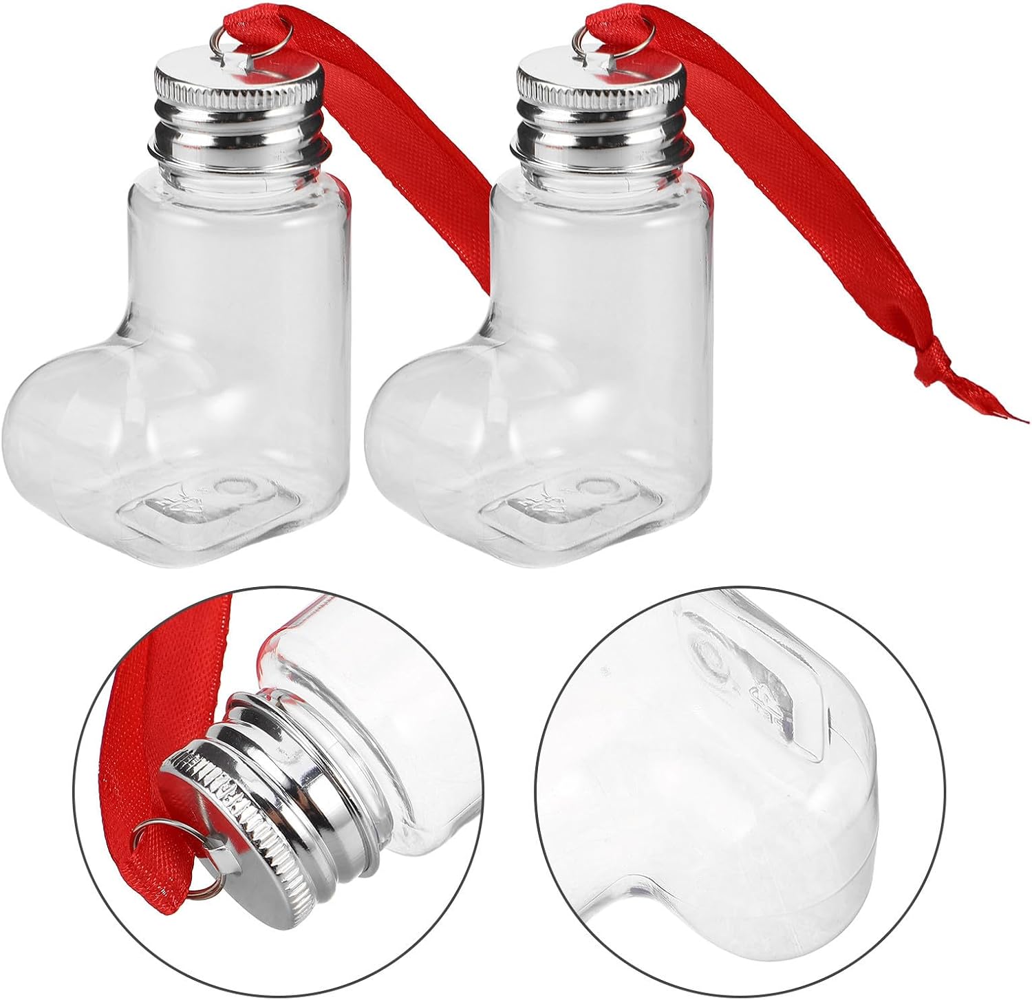 Ipetboom 14pcs Sock Shaped Plastic Candy Boxes 50ml with Aluminum Cap Xmas