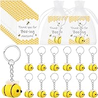 Loetere 12 Pack Cute Felt Bee Keychains with Inspirational Cards & Organza Bags - Employee Appreciation Thank You Gifts for Coworkers Teachers Nurses