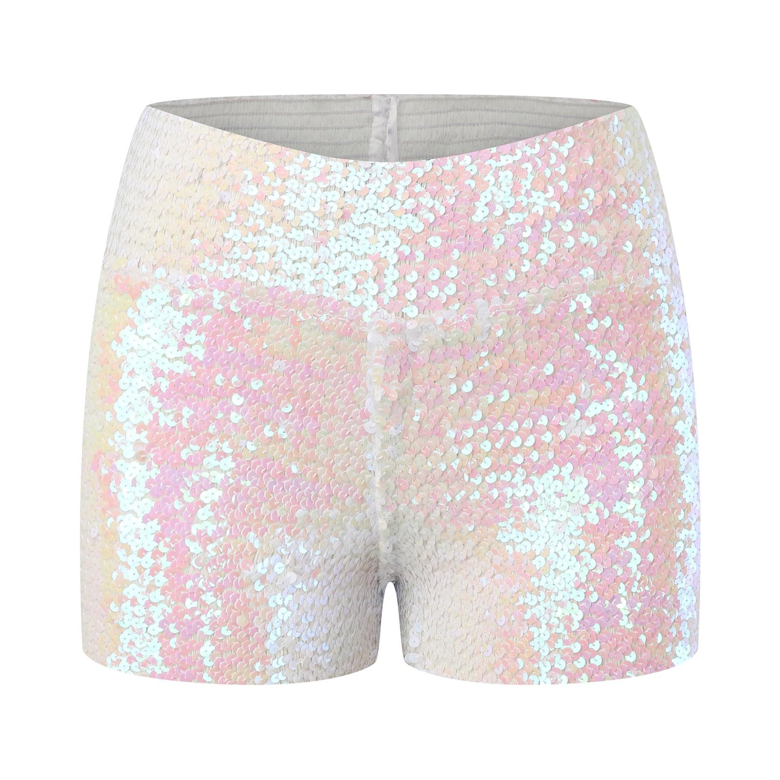Generisch Costume de carnaval pour femme - Short à paillettes disco brillant - Mini short de jazz stretch pour la danse