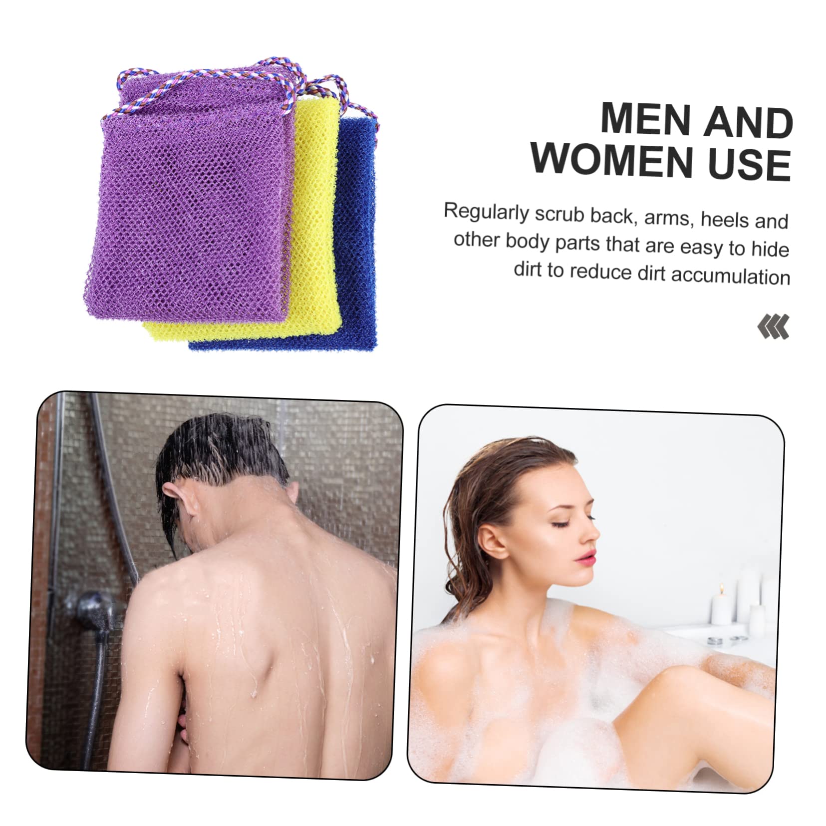 SHERCHPRY 3Pcs Exfoliating Back Scrubber for Shower Versatile Body Skin Brush for Men Women for Hard to Reach Areas Durable and Easy to Use Bathing Travel