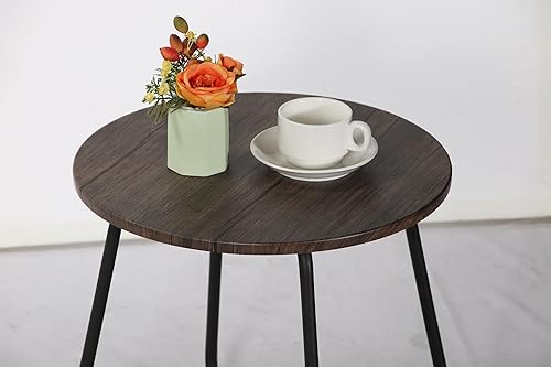 Miniatura 5 de VECELO Mesa auxiliar para patio al aire libre, pequeña, redonda, estilo de metal antioxidante, para jardín, balcón, patio, sala de estar, color