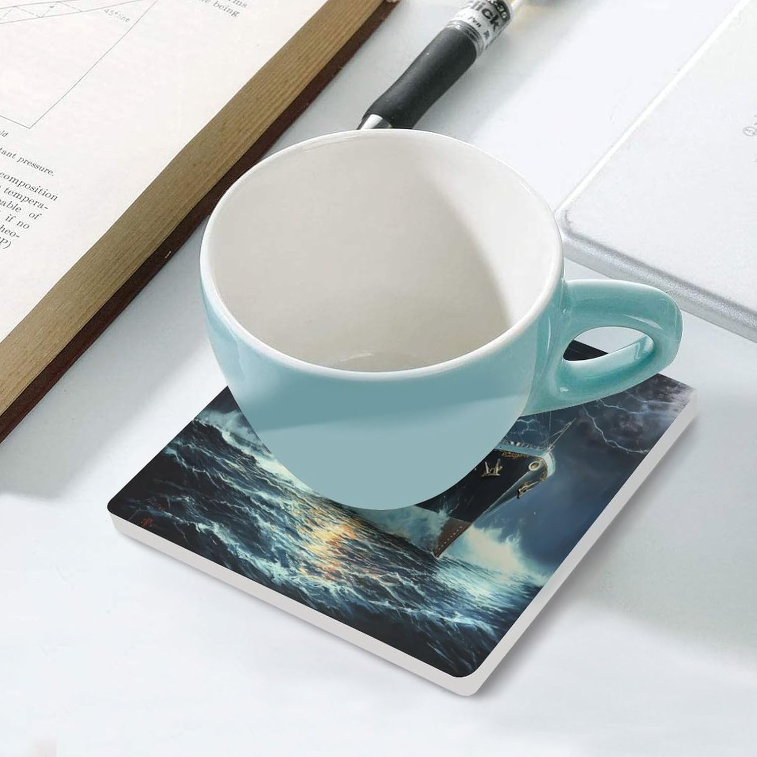 Titanic1 Ship Vintage Funny Ceramic Coasters for Drink Absorbent Cup Holders Tabletop Protection