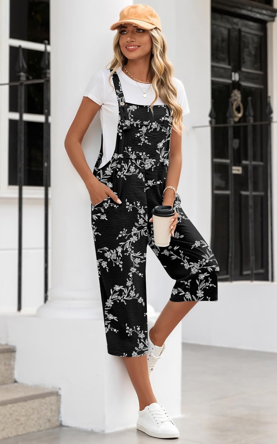 Women's Adjustable Jumpsuits Casual Wide Leg Overalls Summer Loose Rompers with Pockets - Image 4