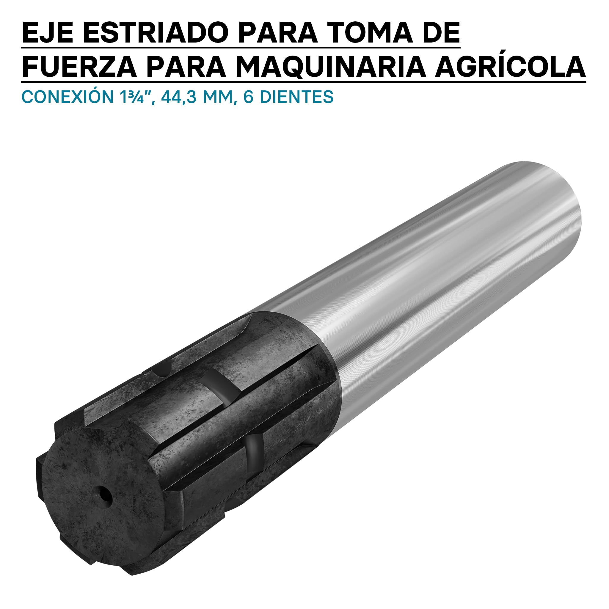 WilTec Eje Estriado Toma de Fuerza C1 300mm Eje dentado Eje transmisión aperos de Tractor 1 3/4" 6 Dientes