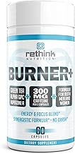 Rethink Nutrition Burner+ - 60 Caps, Energy Boosting and Focus Formula, Caffeine, Huperzine A, Green Tea Extract, Alpha GPC, Supplement for Women and Men, No Crash, Nootropic, Preworkout - coolthings.us