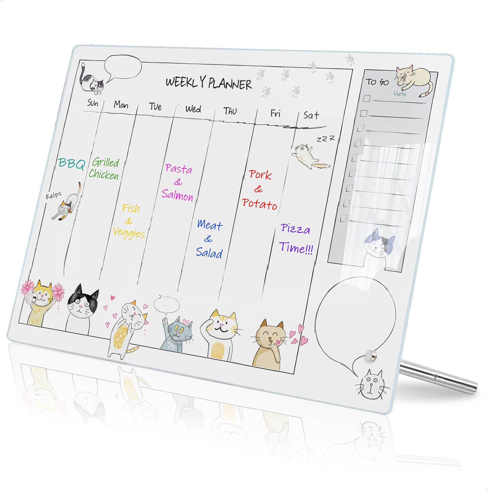 Pizarra Calendario, Pizarra Transparente, Borrable Organizador Semanal, Weekly Planner Colocado sobre El Escritorio, Planificador para La Planificación Semanal de La Oficina, Planes de Estudio, Acríli