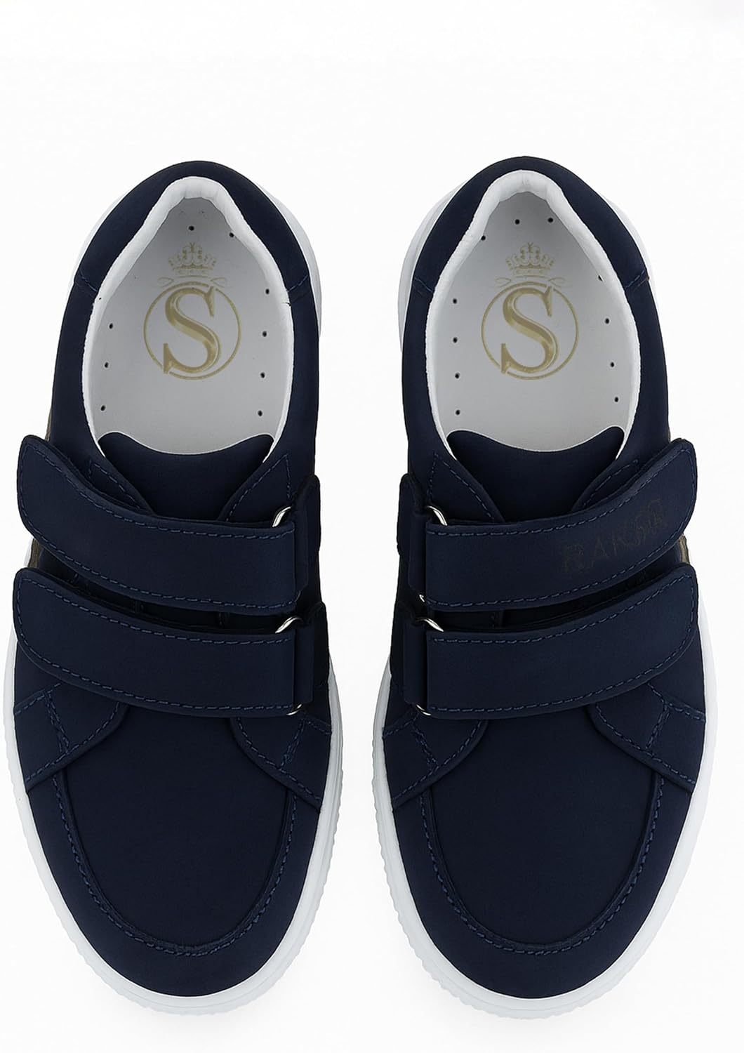 Boys Casual Shoes Genuine Leather Athletic Sneaker Daily Wear Hook-and-Loop Tennis