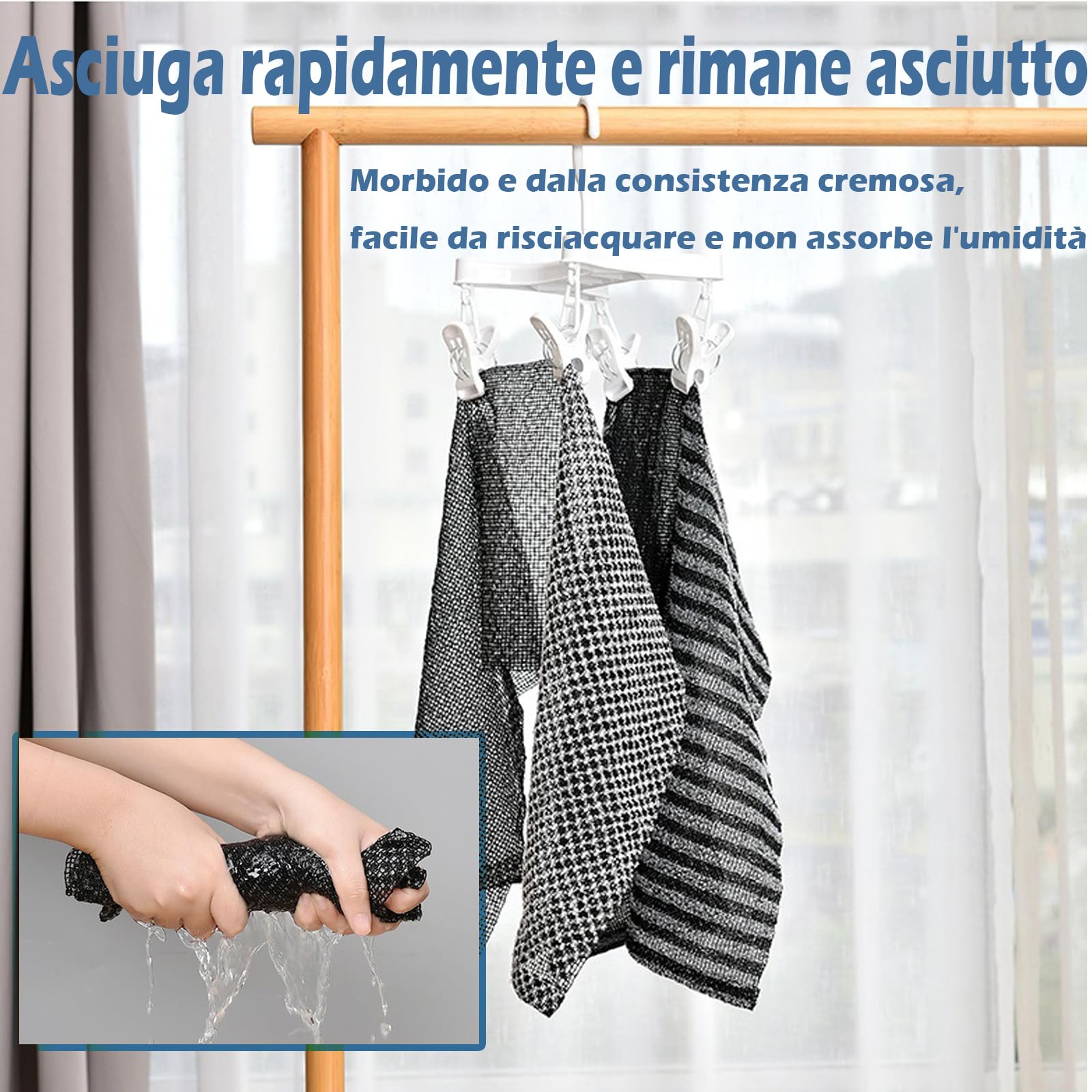 Asciugamano Esfoliante,In Fibra Di Bambù Naturale e Carbone Attivo, Per Un'Esfoliazione Delicata Del Corpo,Quick Drying, Balanced Fabric for Sensitive and Mature Skin (3*A)