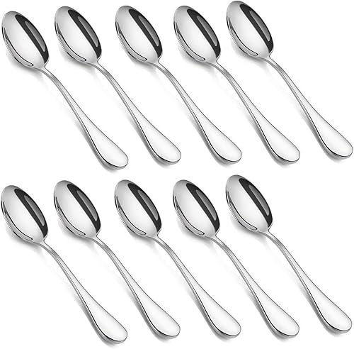 Cucharas de café Demitasse de 10 piezas, mini cucharas de café de acero inoxidable de 4.5 pulgadas