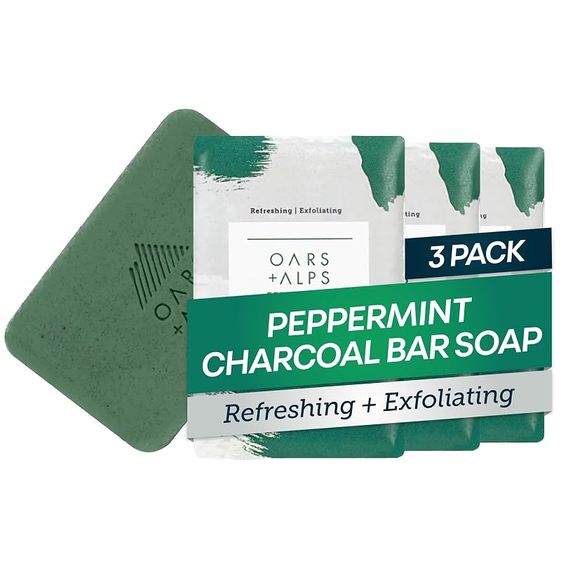 Sabonete em barra esfoliante e hidratante masculino Oars + Alps com fragrância de peppermint, pacote com 3