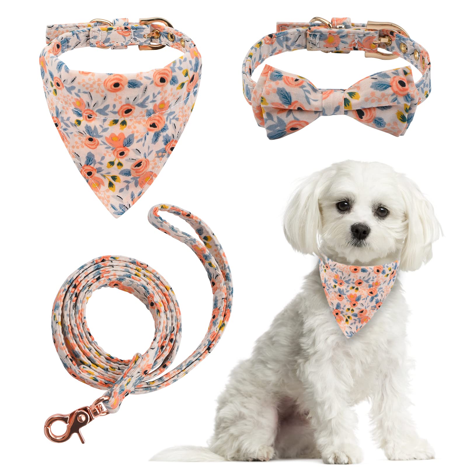 3-teiliges Hundehalsband & Leine Set Mit Fliege – Verstellbar, Glöckchen, Für Kleine Hunde/Katzen