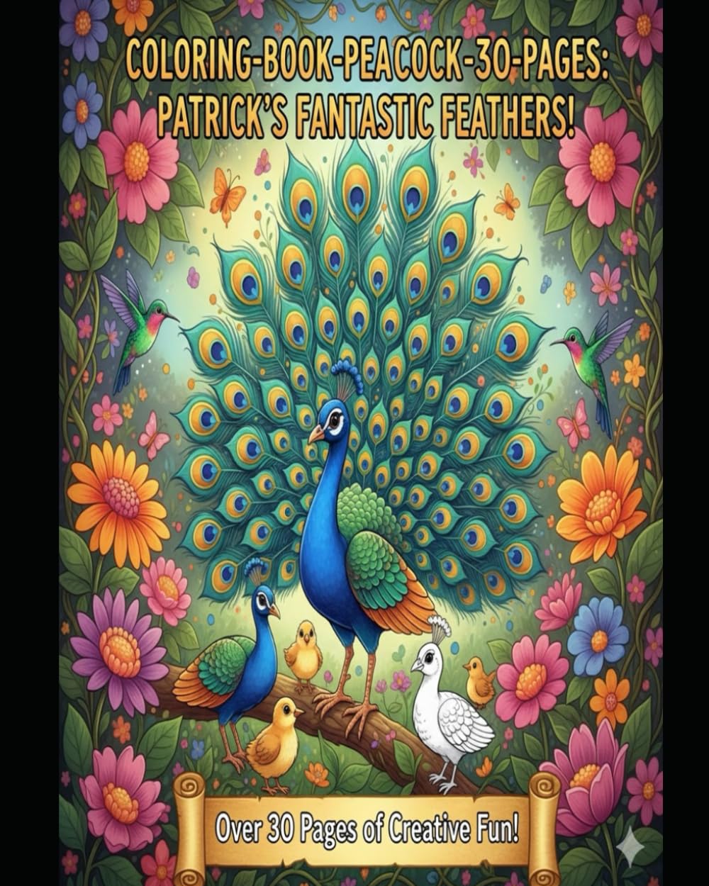 Kids coloring books: children peacock colouring book