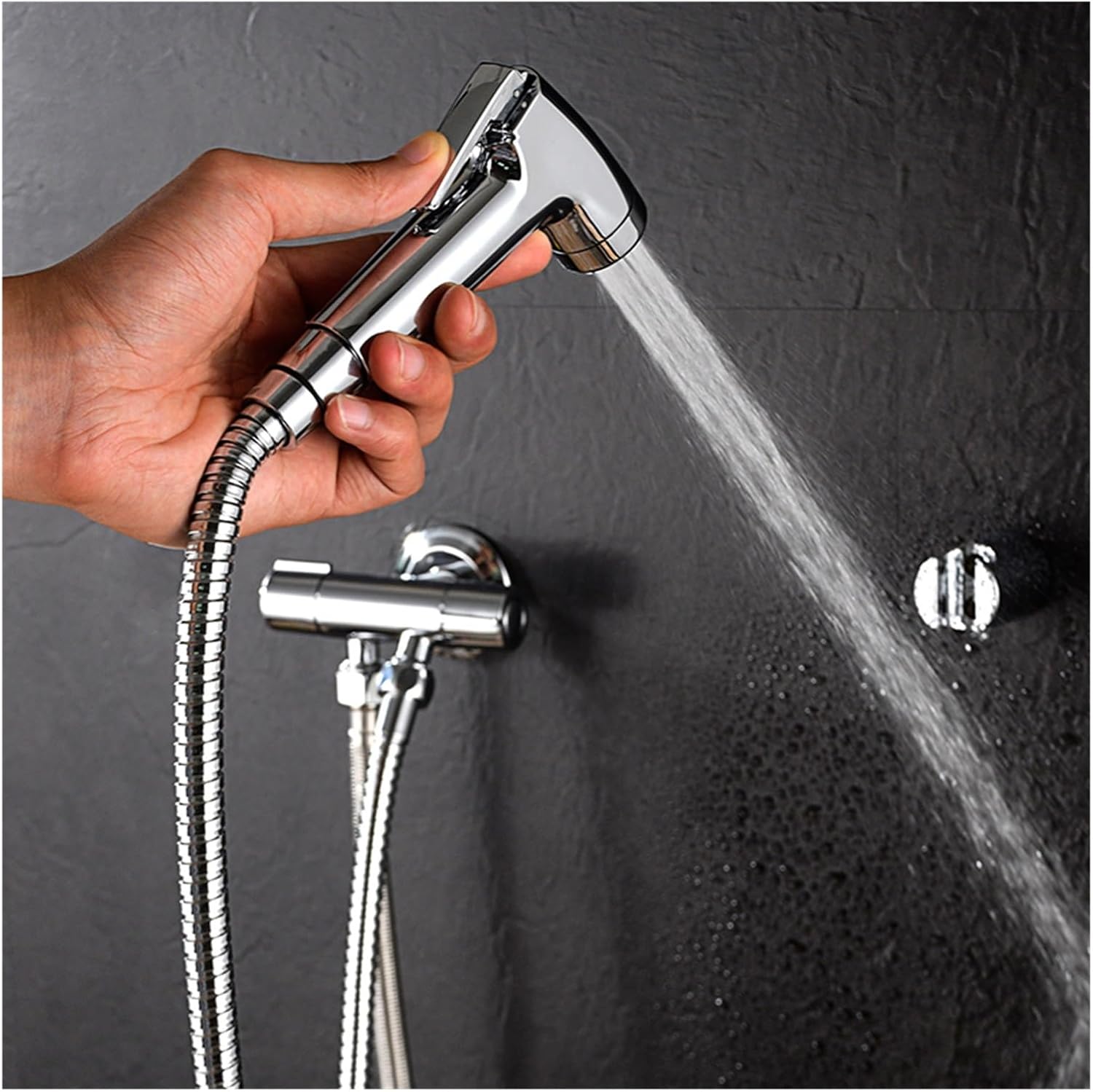 Double Mode Toilet Bidet Spray Hand Held Portable Bidet Shower with 1 in 2 Out Brass Vavle Hose