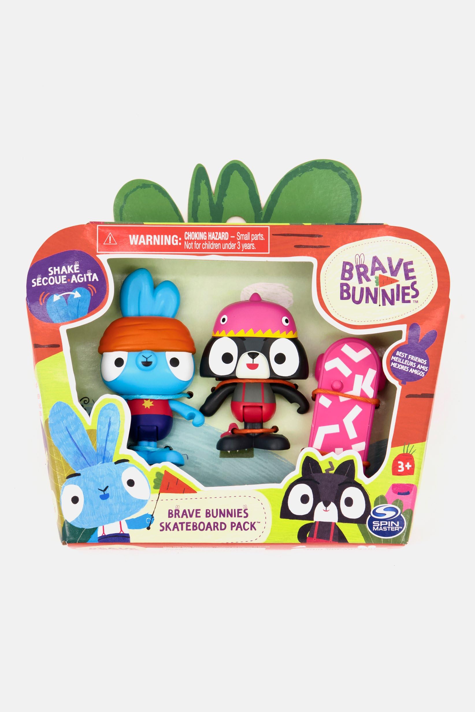 Brave Bunnies Skateboard Pack, Skating with Bop Rabbit and Raccoon, with 2 Action Figures and 1 Skateboard as Accessories, Toy for Children from 3 Years, Basic Figures Set