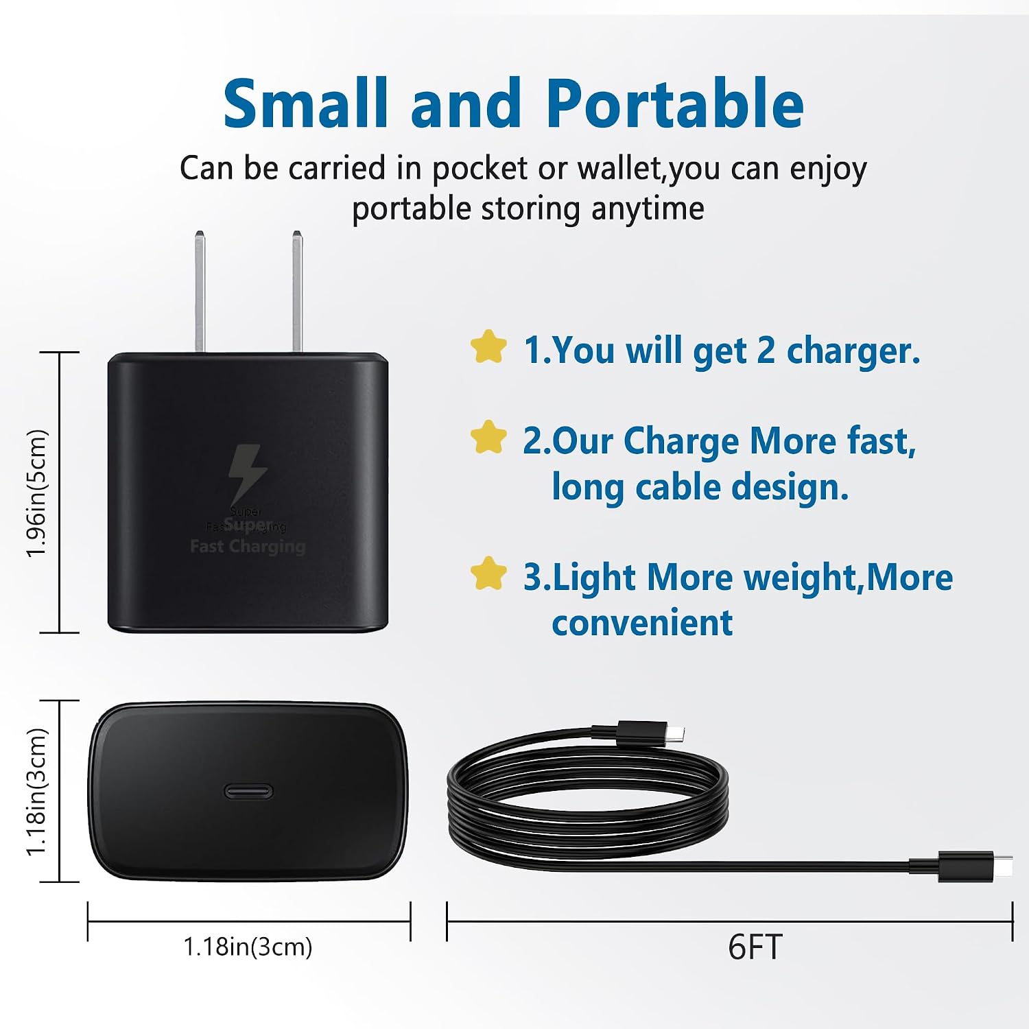 2Pack USB C Super Fast Charger, 45W Type C Wall Charger Fast Charging for Samsung Galaxy S25 Ultra/S25/S25+/S24 Ultra/S24/S24+/S23 Ultra/S22 Ultra/S21 Ultra
