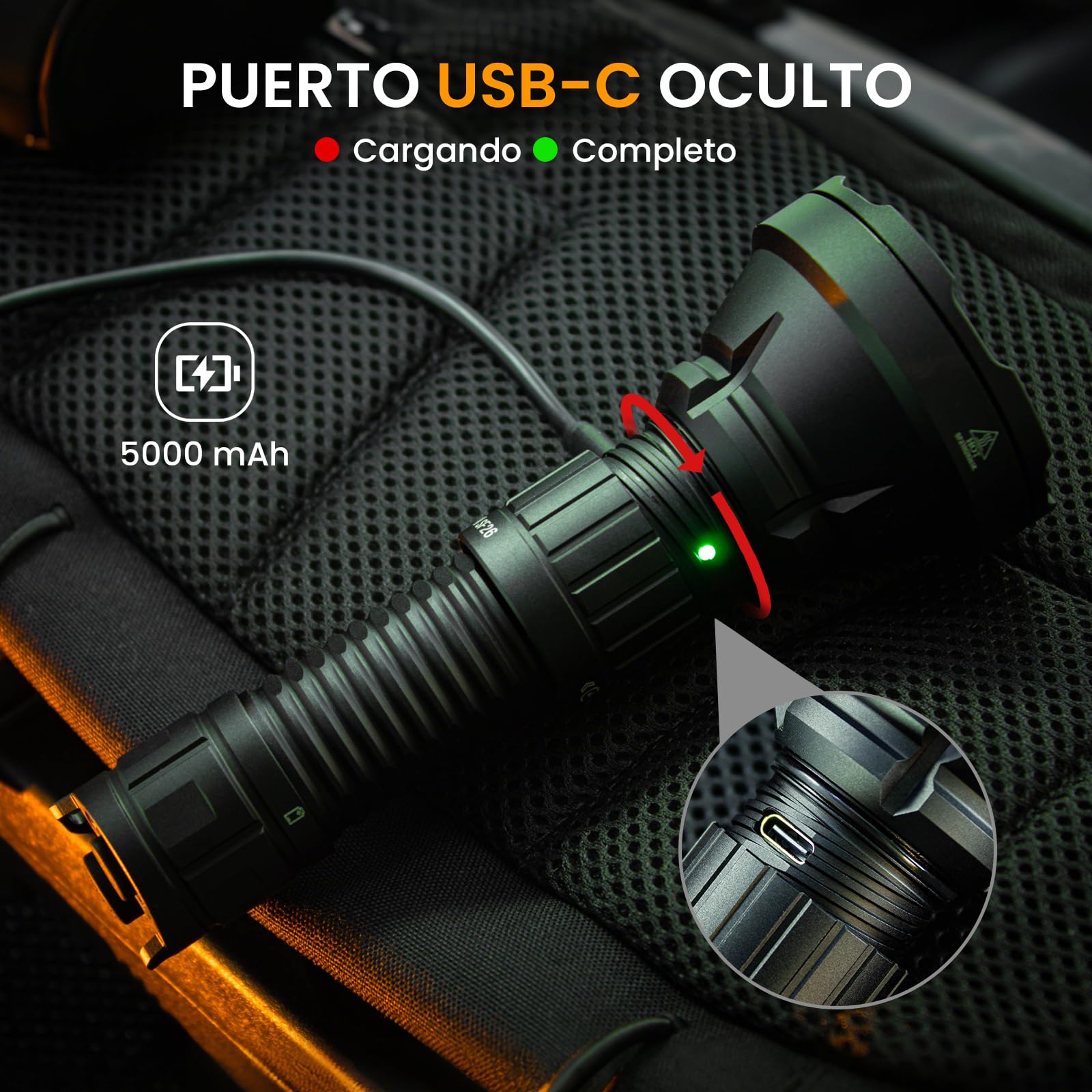 Sofirn SF26 Linterna Táctica 2000 lm, 964 m Largo Alcance Linterna LED, Interruptor Trasero Táctico y Acceso Rápido a Estrobo, USB-C Recargable, IPX8 para Outdoor, Caza, Seguridad
