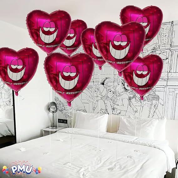 PMU 10Pcs Valentines Day Heart Shaped Simply Irresistible Pink 24 Inch Mylar-Foil Balloon Valentines Day, Proposal, Special Events, Photo Props Party Decoration (10/Pkg)