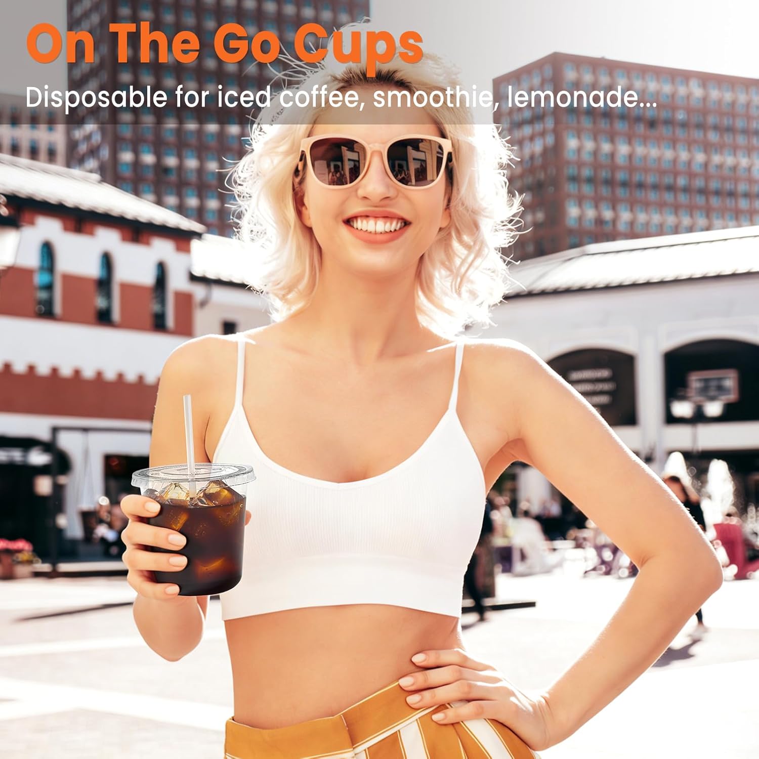 [50 Sets - 12oz Round Bottom Clear Plastic Cups with Lids and Straws, Disposable Iced Coffee Cups with Lids To Go Cold Drink Cups for Smoothies, Juices, Party Catering - Image 6