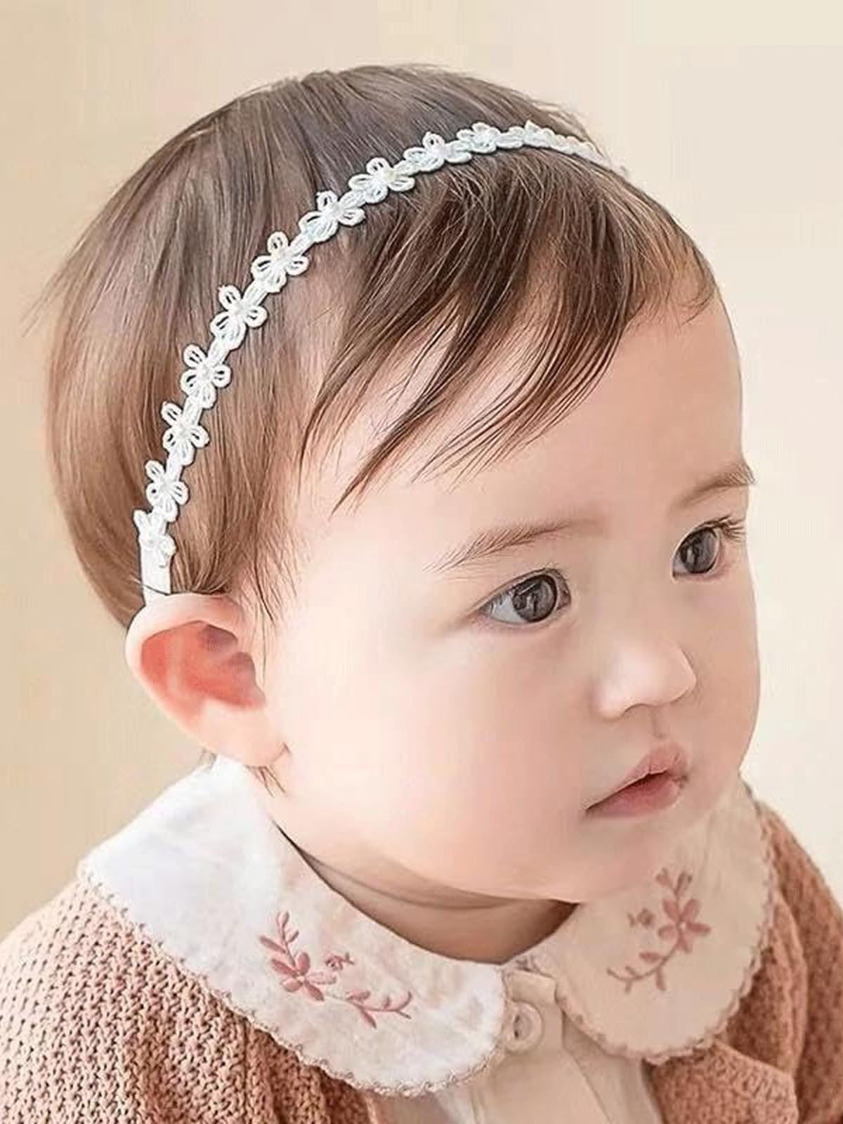 Fascia Per Bambine In Pizzo Con Fiocco - Morbida Ed Elastica - Foto 2