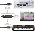 LEKATO USB Type-C MIDI Interface Cable Adapter with Input & Output Connecting Keyboard/Synthesizer for Editing Recording Professional Cord Windows/Mac Studio -6.5Ft, Black
