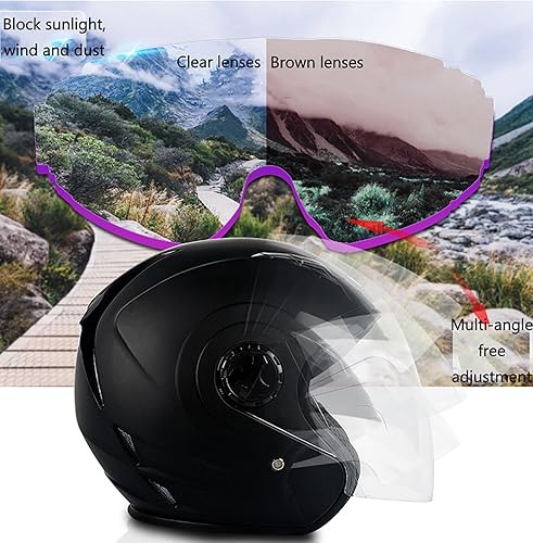 Miniatura 5 de Casco Bluetooth para motocicleta 34, casco retro abierto con visera solar, casco de moto Jet para hombres y mujeres adultos, casco aprobado por DOT