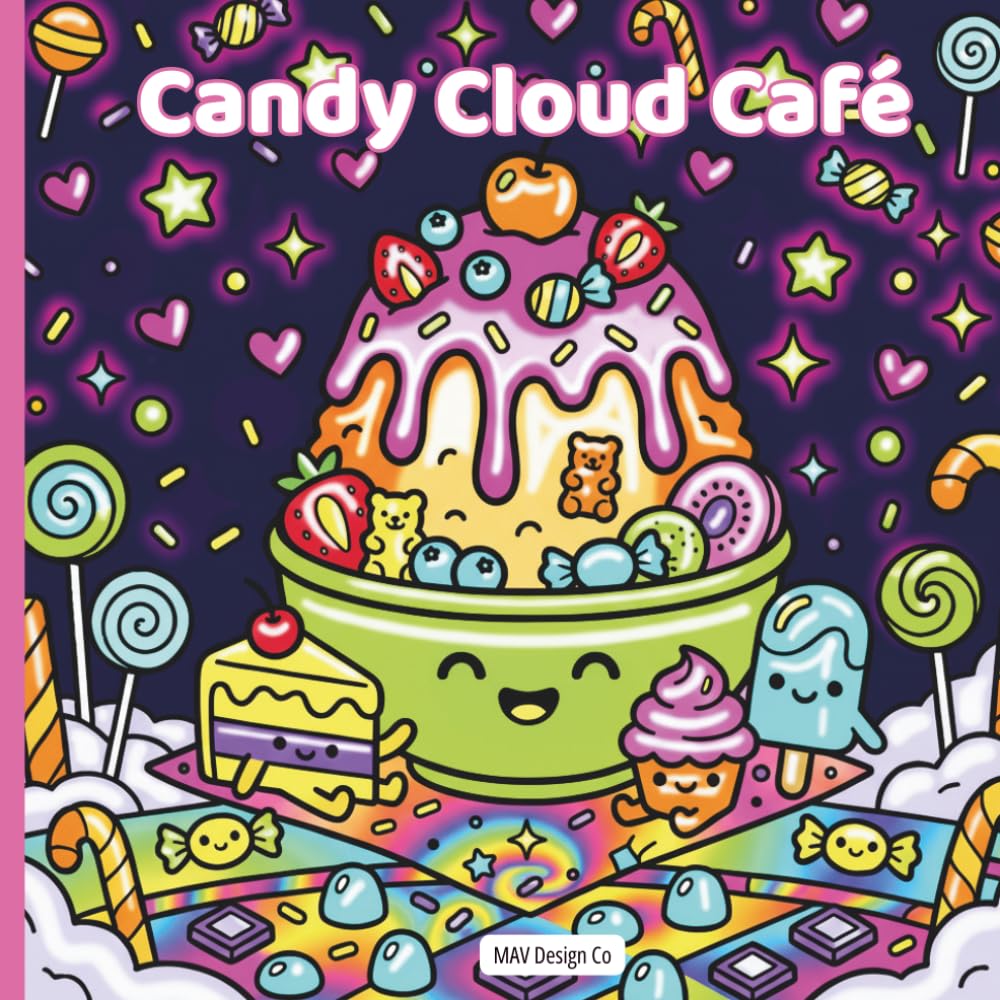 Candy Cloud Cafe: A Cute and Easy Coloring Book with Sweet Treats, Kawaii Desserts, and Cozy Café Scenes for Relaxation and Stress Relief