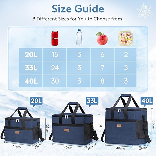 Miniatura 10 de Lifewit Cooler Bag 305060 latas plegable y aislada, bolsa de almuerzo grande a prueba de fugas, suave bolsa portátil para campamento, barbacoa,