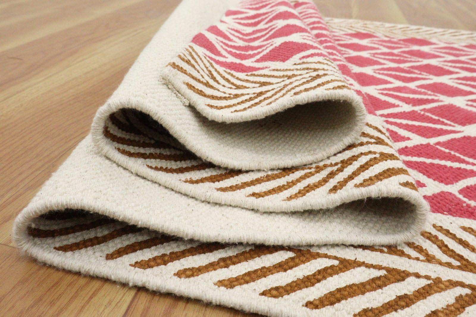 Tappeto per soggiorno, 4 x 8 cm, motivo kilim, a righe, spesso, 0,5 cm, in cotone Dhurrie, lavaggio a mano, tappeto in cotone, per interni ed esterni, per cucina, comodino