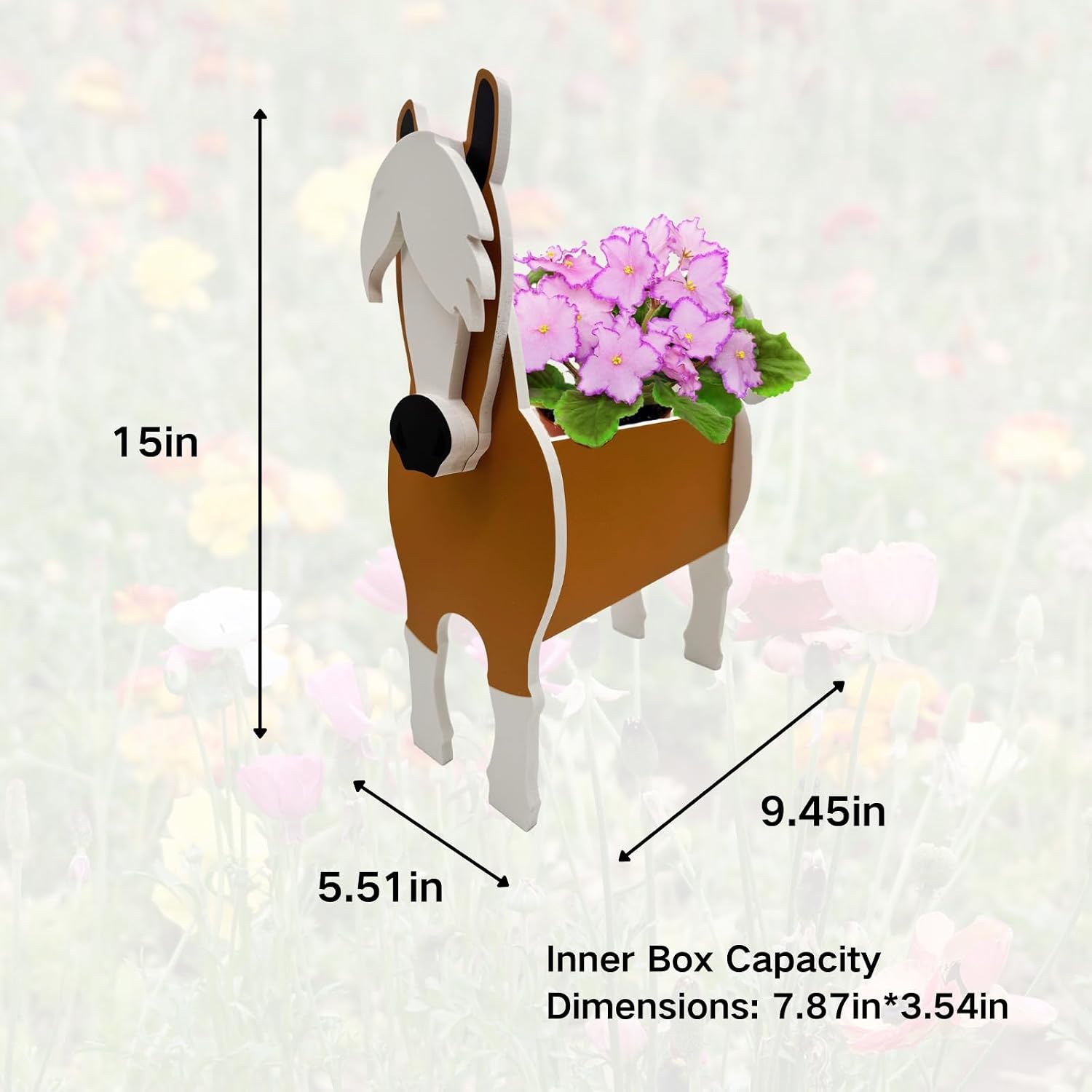Horse Planter Plant Pots,Animal Flower Pot for Indoor/Outdoor,Small Cute PVC Animal Face Shape Plant Container Best for Home Office Garden Decoration Mom Gift Ideas