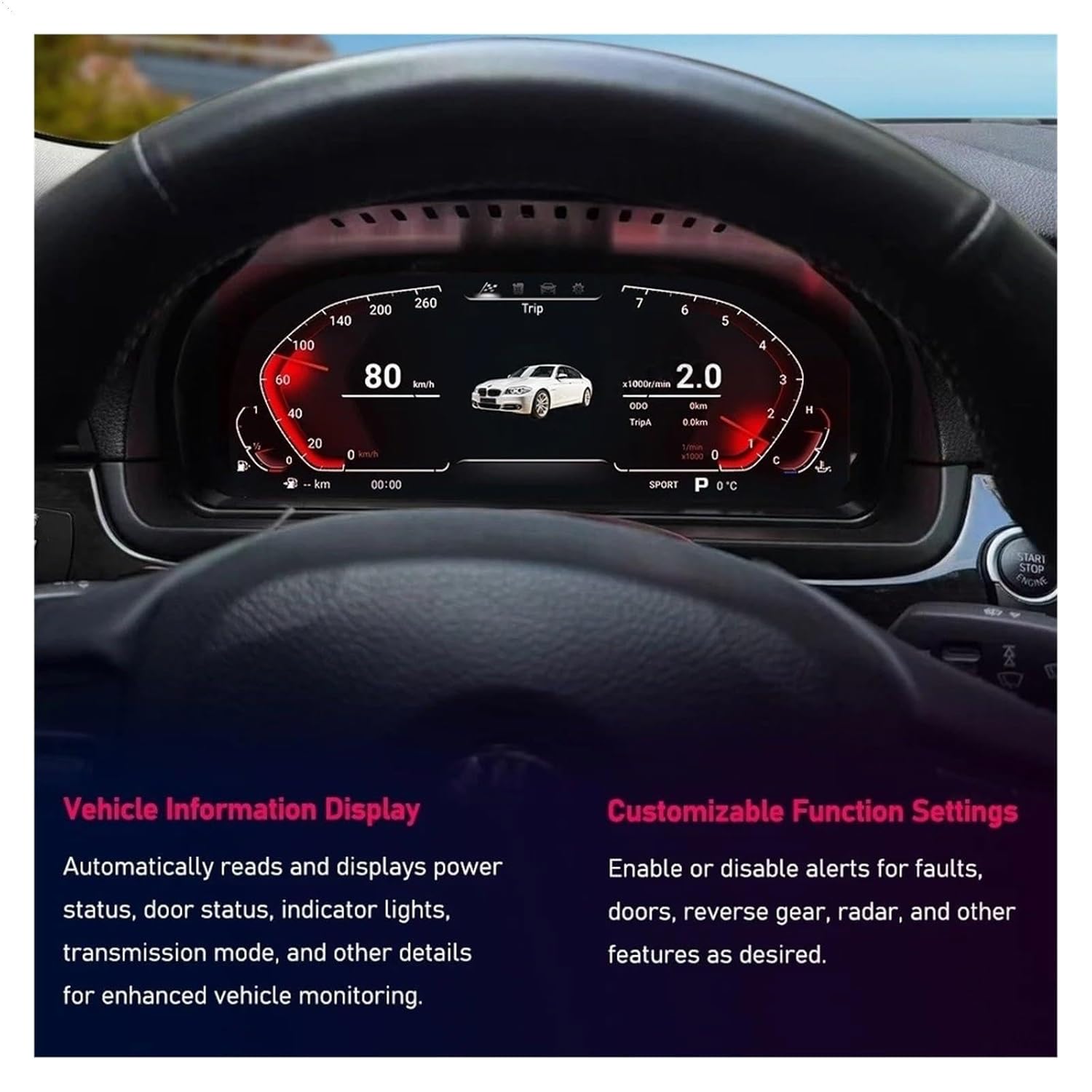 12.3" Digital Instrument Cluster Compatible for F10 F11 F18 F07 F06 F12 F13 F01 F02 F03 F04 F25 F26 F15 F16 Speedometer Dashboard