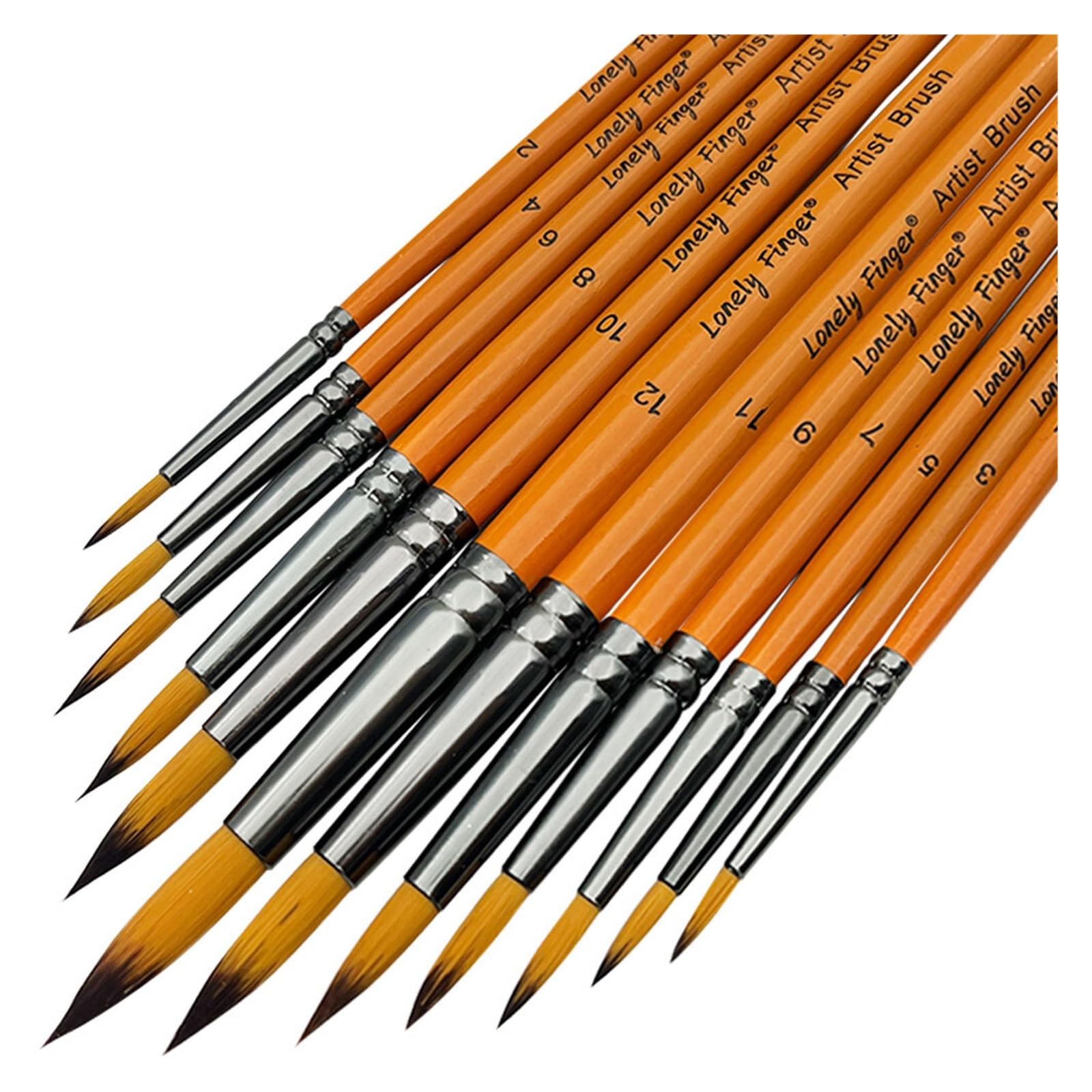 Paint Brushes 12Pcs Set, Professional Brush Round Pointed Tip Nylon Hair Artist Acrylic for Watercolor Oil Painting(12pcs Orange)