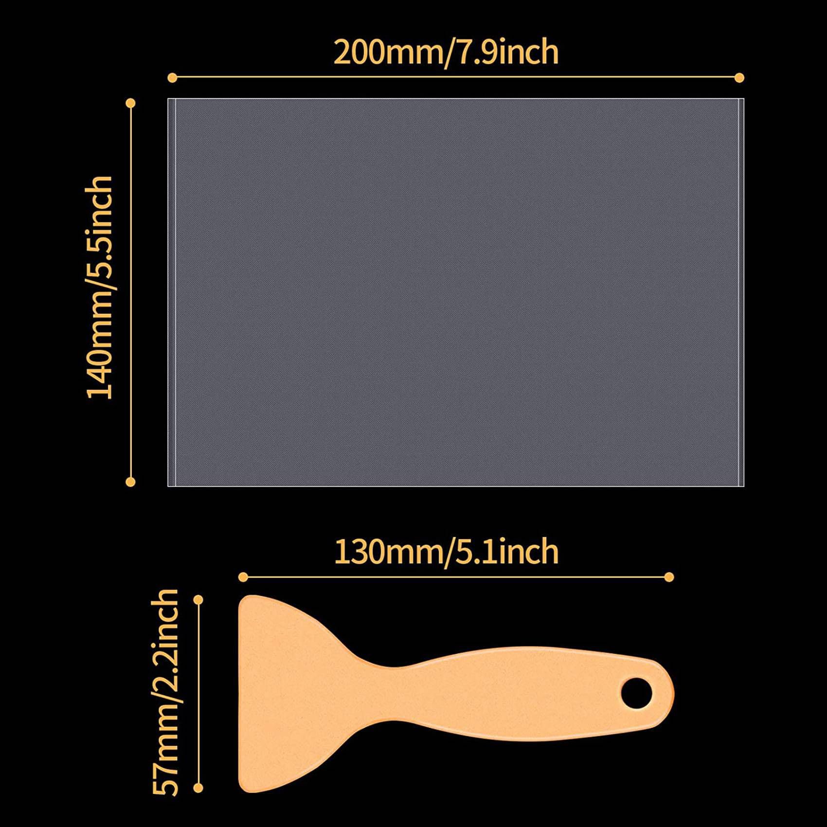 60PZ Film FEP 200X140X0.15 mm di Spessore per Stampanti 3D UV, Resina LCD SLA, con 2 Pezzi di Ricambio Spatole nel Plastica