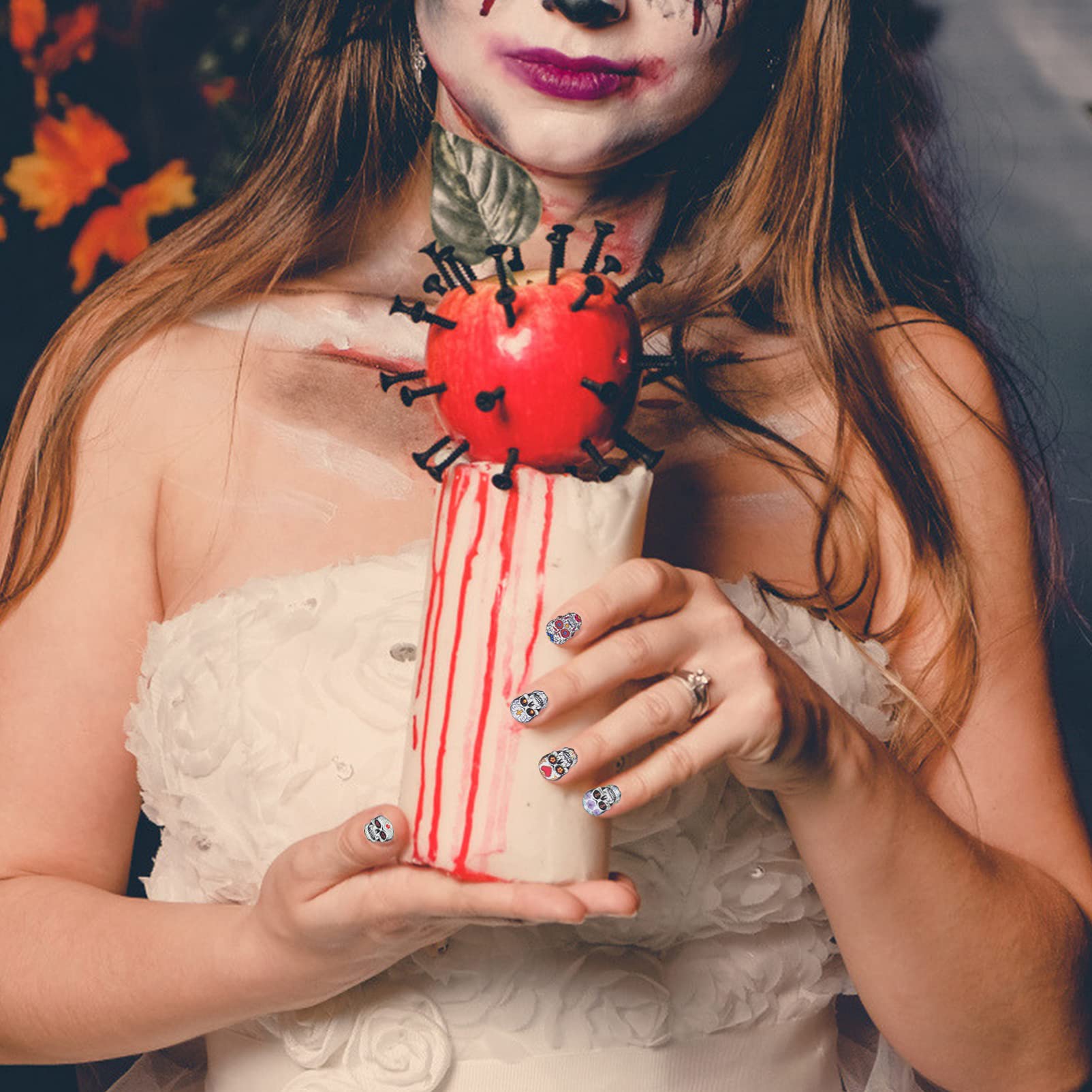 Healvian Pegatinas De Uñas De Halloween De Calcomanías De Esqueletos Y Stickers Autoadhesivos Para Decoración De Manicura Para Casa Y Salones De 10 Hojas*4