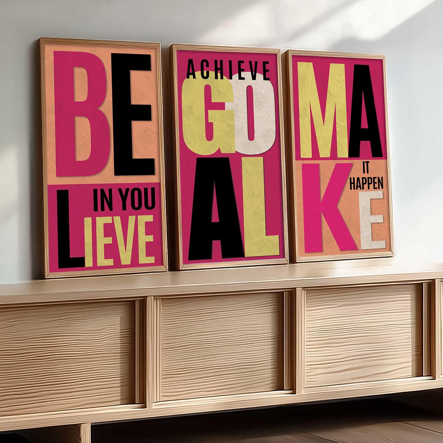Motivational Wall Art - Set of 3 Framed Prints -24