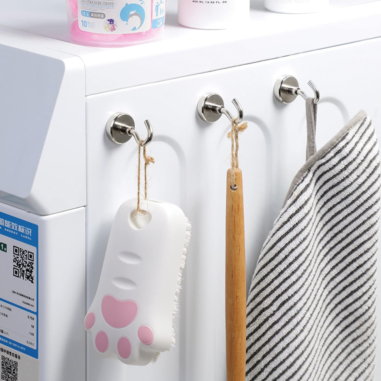 Frdelma Magnetic Hooks, Pack Of 8 8 Kg + Magnetic Hooks, Round Magnetic Hooks, Strong Magnets Hooks For Grill, Gadgets, Kitchen, Bathroom, Fridge (Silver