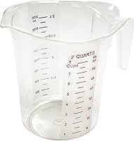 Winco PMCP-200 2-Quart Polycarbonate Measuring Cup, Clear - Break-Resistant with Dual Markings for Pro Kitchens
