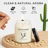 Vista 4 de Velas perfumadas para el hogar, paquete de 4 velas de soja de regalo con 4 aromas de fragancia, velas florales y de madera de lavanda