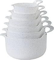 Vista 18 de COOK WITH COLOR Juego de 4 cuencos de plástico apilables para mezclar con boquillas y asas, azul