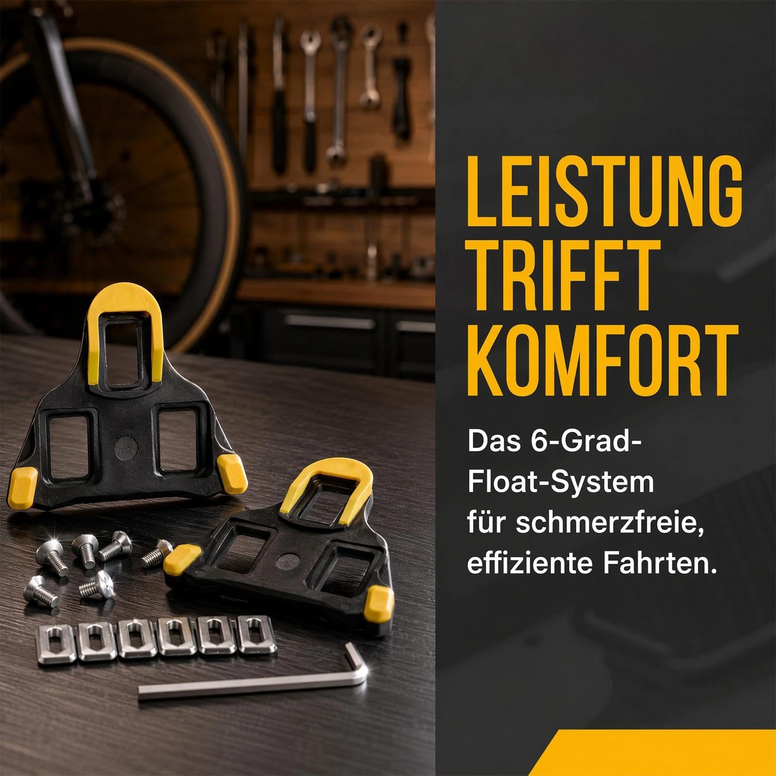 Tacchetti per bicicletta compatibili con sistemi Shimano SPD SL e Look Keo, tacchetti per bici da corsa con galleggiante a 6 gradi, set di tacchetti antiscivolo per pedali per bicicletta per interni