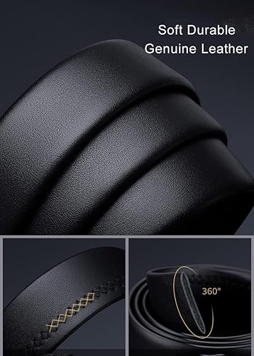 Miniatura 4 de VANNANBA Cinturones de trinquete de cuero para hombre, cinturón de cintura con hebilla automtica, cinturón para hombre con caja de regalo