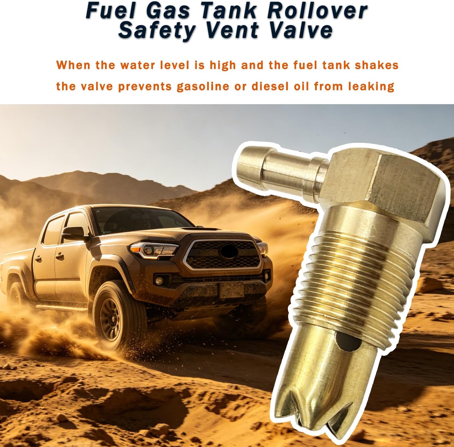 1/2" NPTF Fuel Tank Rollover Valve Check Vent, 5/16" Hose Threads Fuel Gas Tank Rollover Safety Male Threads Vent Valve Assembly with Teflon Tape