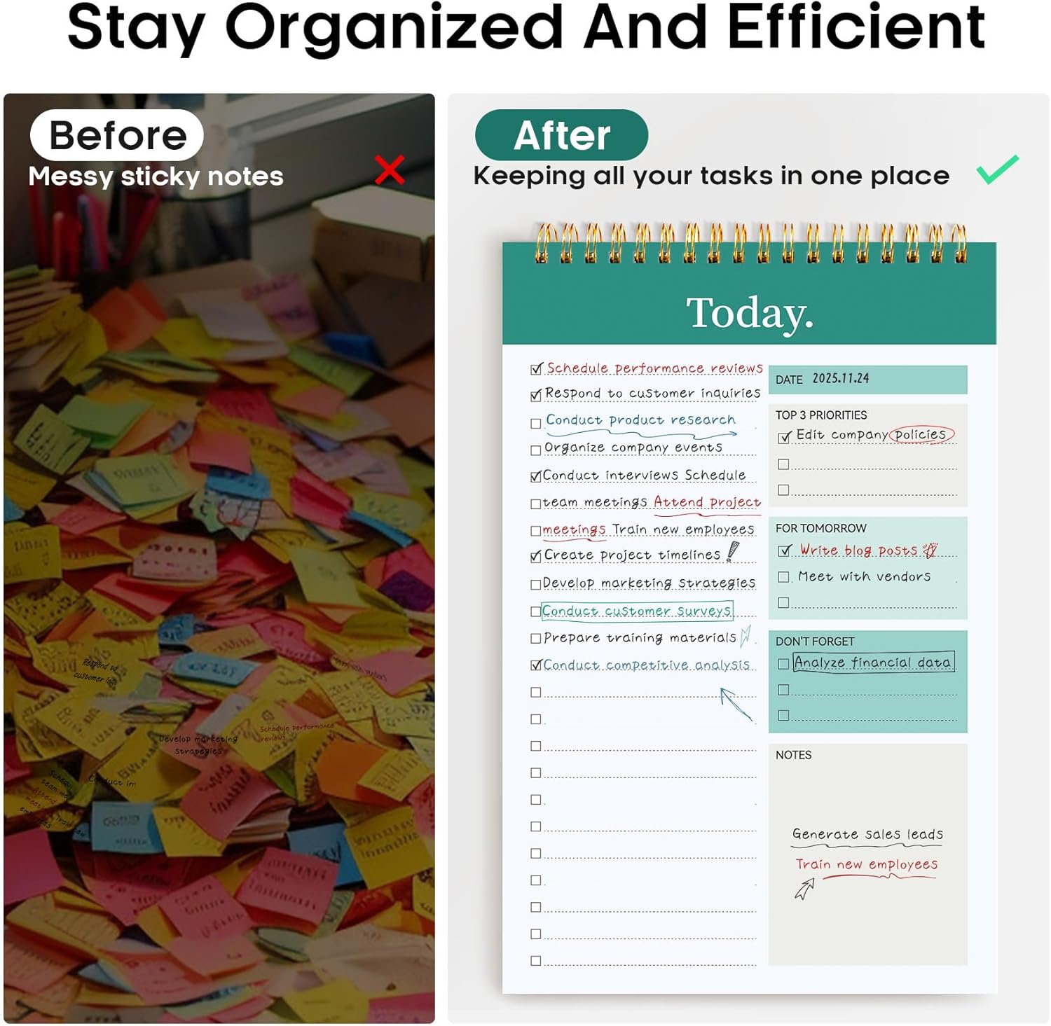 To Do List Notepad - To Do List Notebook for Work with 52 Sheets, 9.8" x 6.5", Undated Daily Planner Perfect for Daily Tasks and Goal Setting, Notepad Suitable for Office, Home & School - Forest Green - Image 5