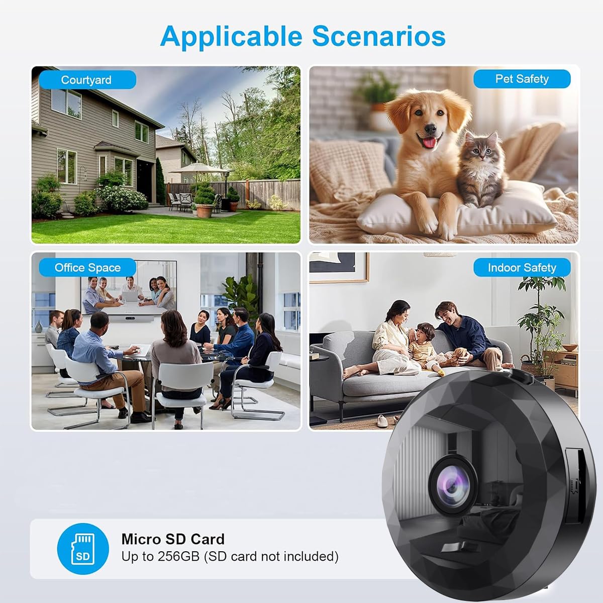 WiFi Caméra,1080P HD Caméra de Surveillance Interieur/Extérieur sans Fil avec Audio et Vidéo, avec Enregistrement Longue Batteries, pour l'extérieur/intérieur
