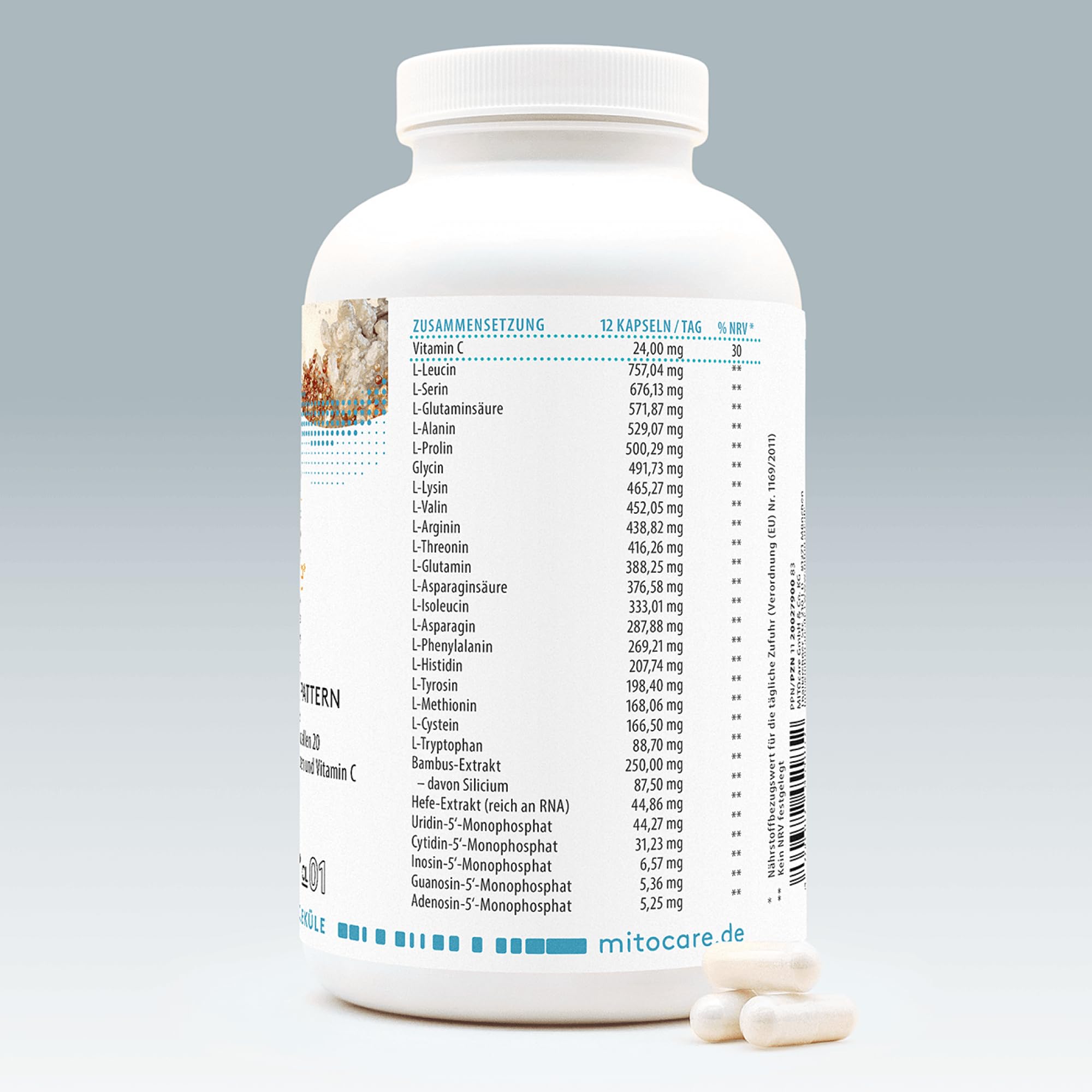 EAP (Exome Amino Acid) Aminosäuren Komplex - 20 essentielle Amino-Säuren nach DNA Bauplan - Vorratspack mit 180 Kapseln - Monatspackung mit 360 Kapseln - Produziert in Deutschland