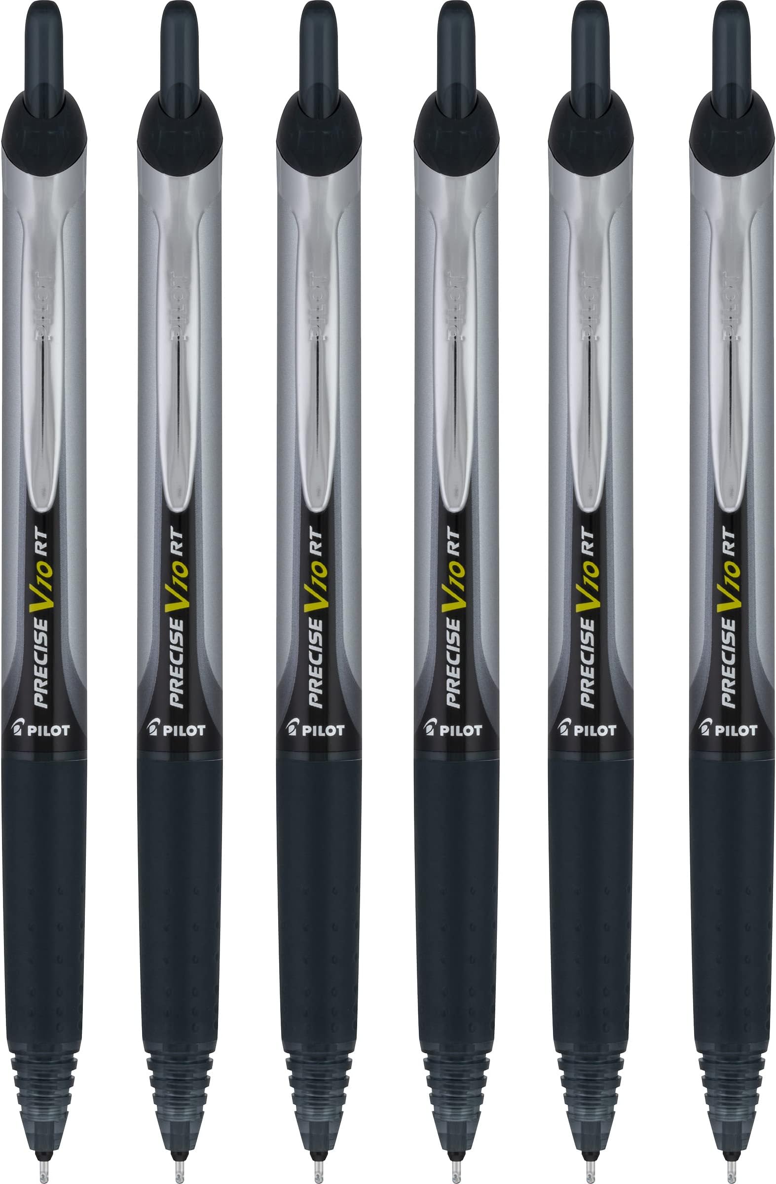 PILOT Precise V10 RT Retractable Liquid Ink Roller Ball Pens, Bold Point, 1.0mm, Black Ink, 6 Count