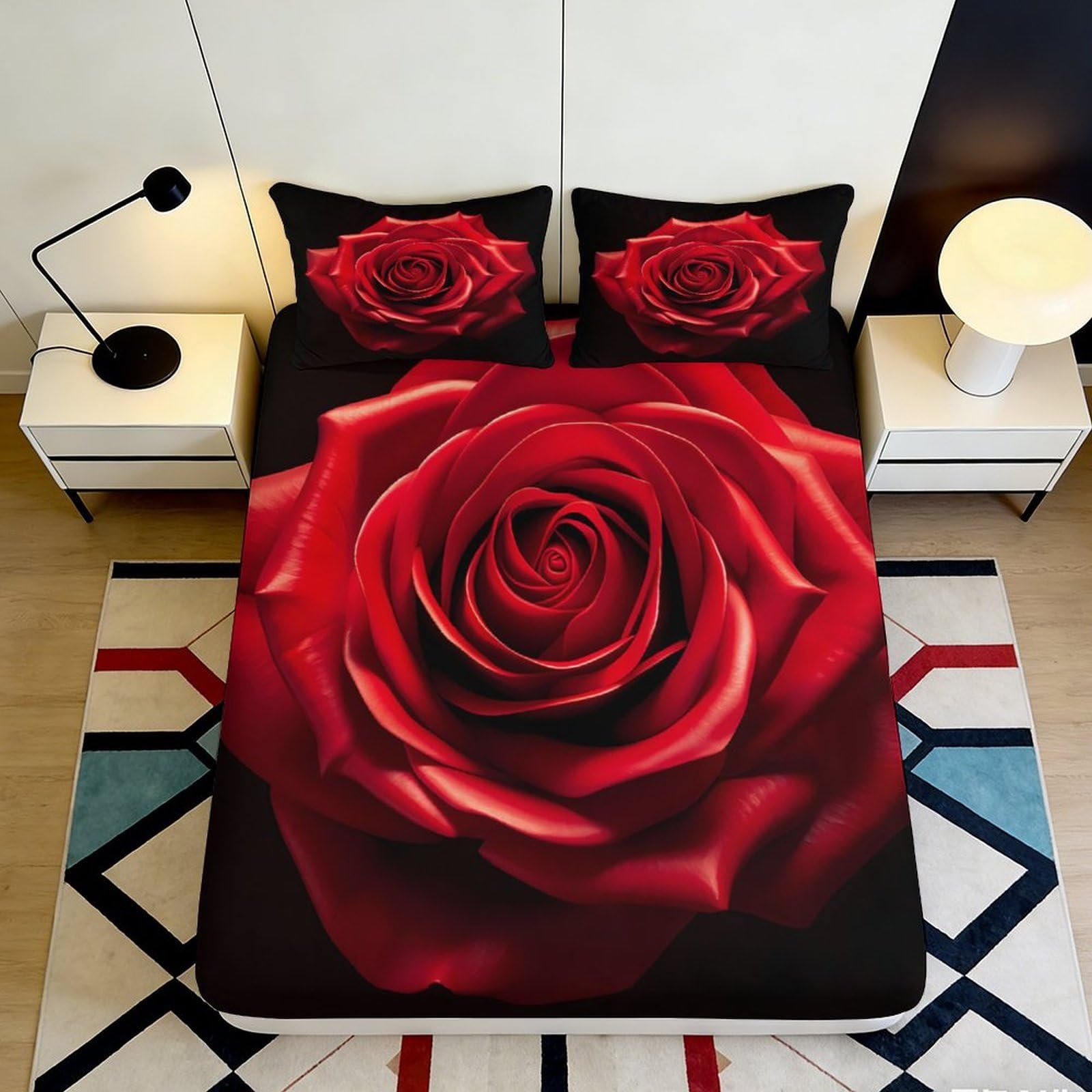 3D Printed Snowman Fitted Sheet Microfiber Deep Pocket Bedroom Bedding Snowman Mattress Fitted Cover for Adults Teens 200x200x25cm